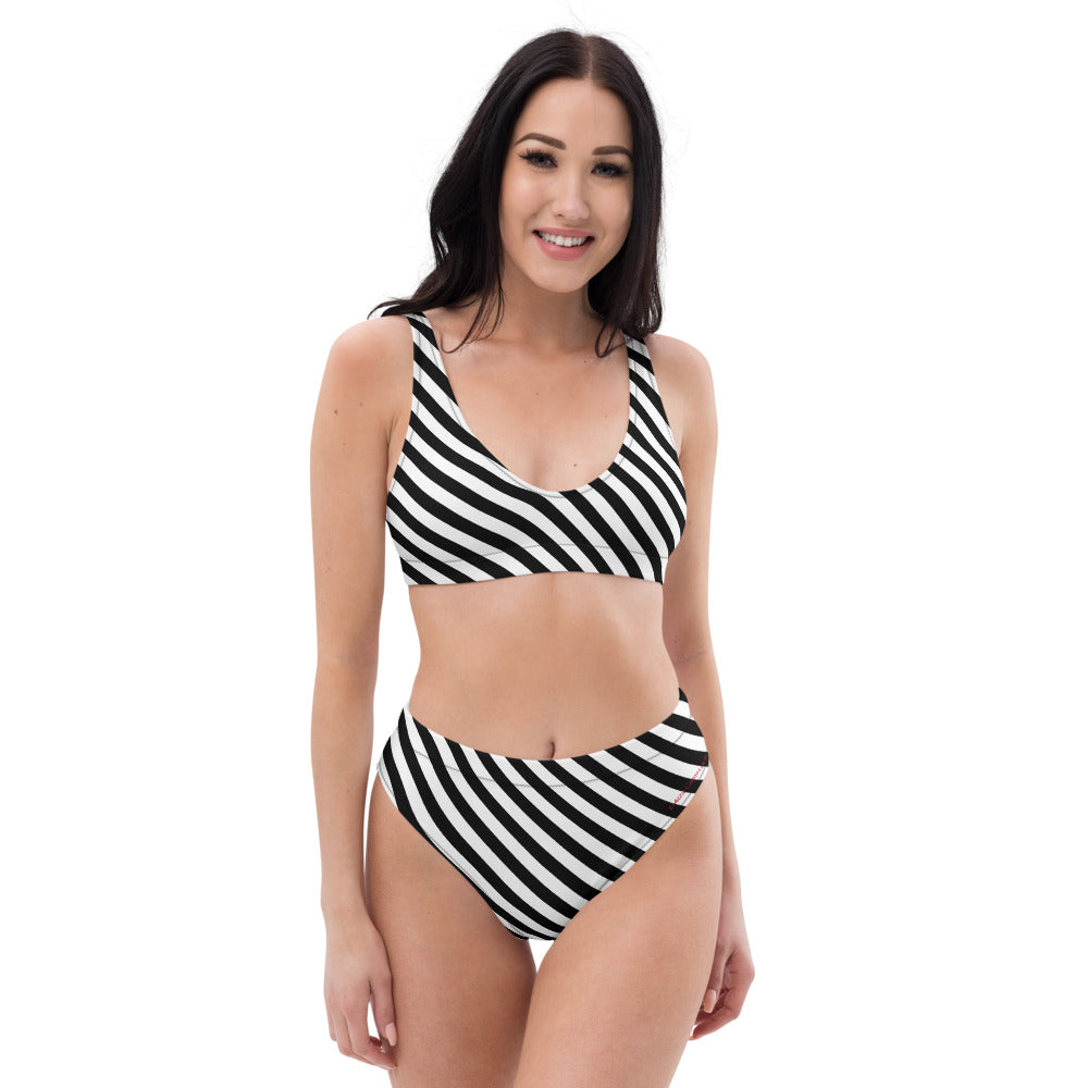 BW Striped High-Waisted Bikini